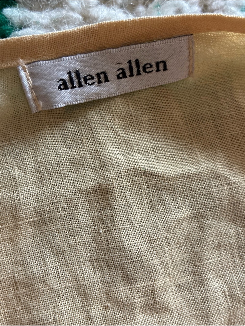 Allen Allen Vintage 100% Linen Butter Yellow Wrap Blouse - Picture 3 of 5